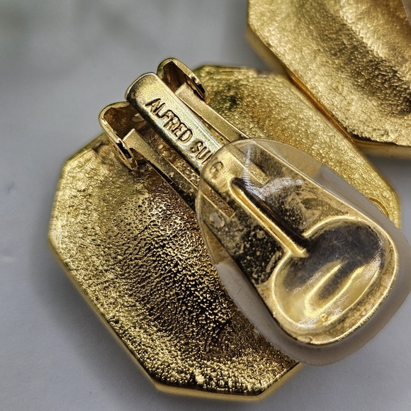 ALFRED SUNG Designer Vintage Faceted Crystal Statement Clip Earrings 80s 90s - Picture 3 of 6